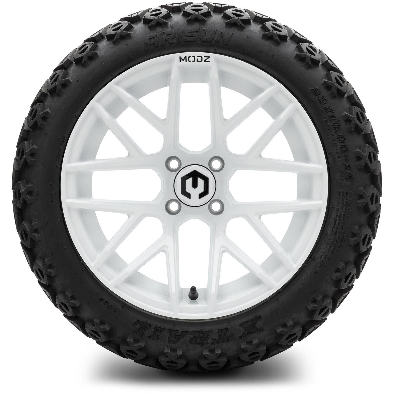 MODZ® 15" Matrix Glossy White Wheels & Off-Road Tires Combo