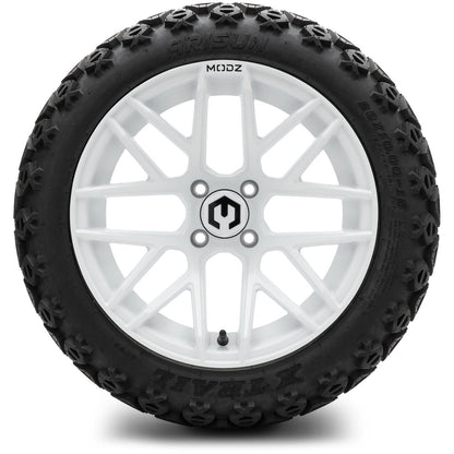 MODZ® 15" Matrix Glossy White Wheels & Off-Road Tires Combo