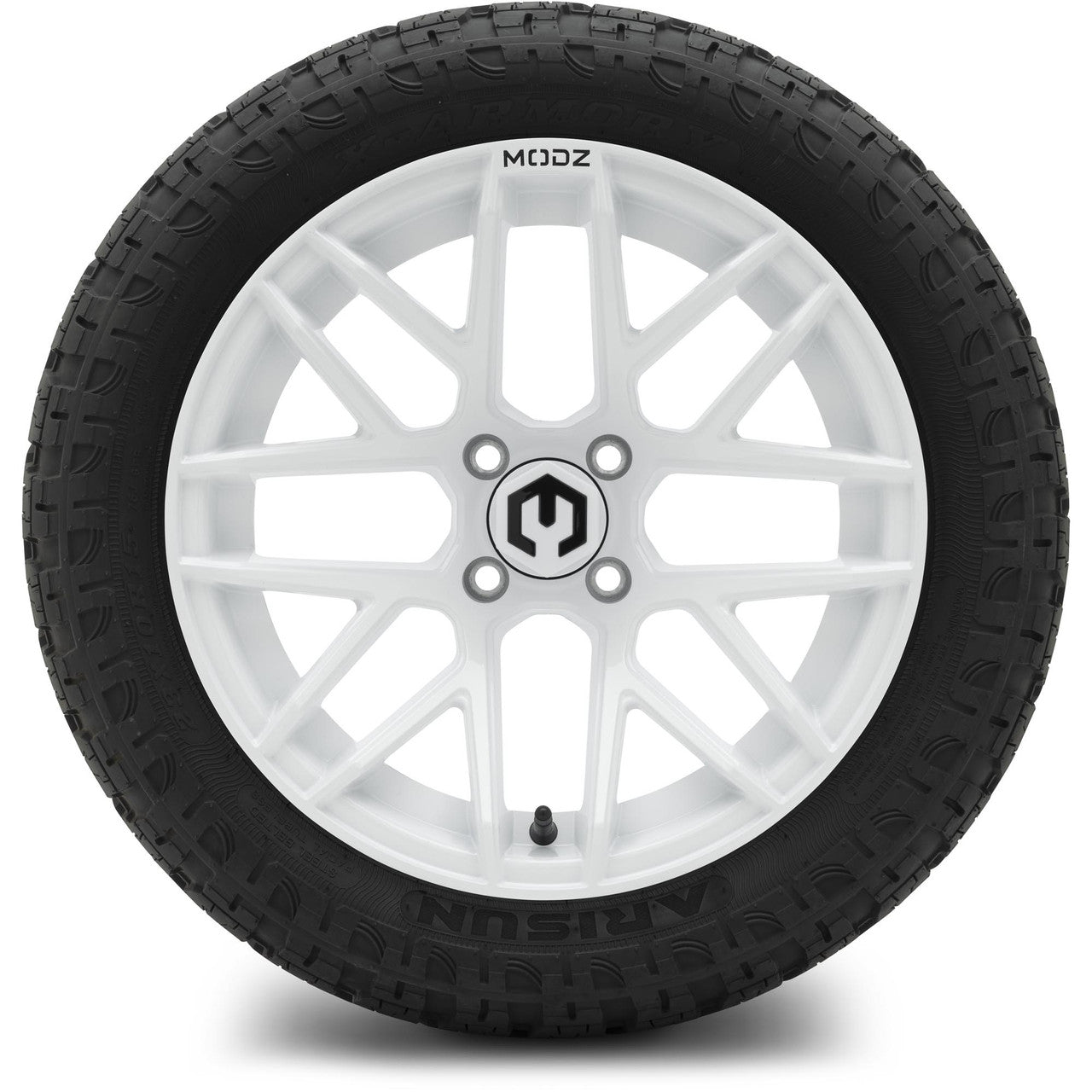 MODZ® 15" Matrix Glossy White Wheels & Off-Road Tires Combo