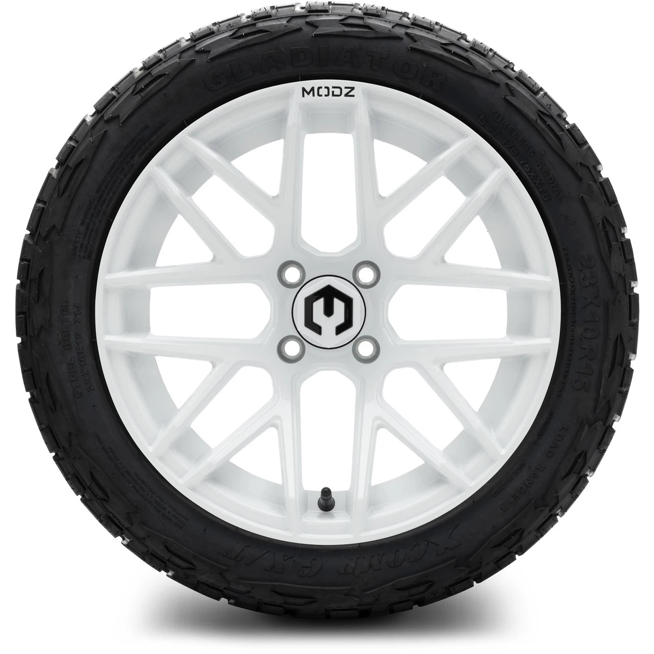 MODZ® 15" Matrix Glossy White Wheels & Off-Road Tires Combo