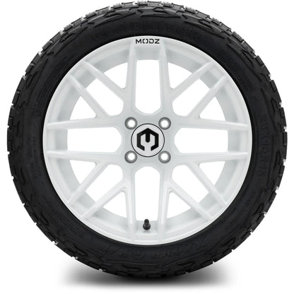 MODZ® 15" Matrix Glossy White Wheels & Off-Road Tires Combo