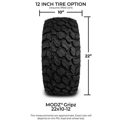 MODZ® 12" Mauler Blue and Black with Ball Mill Wheels & Off-Road Tires Combo