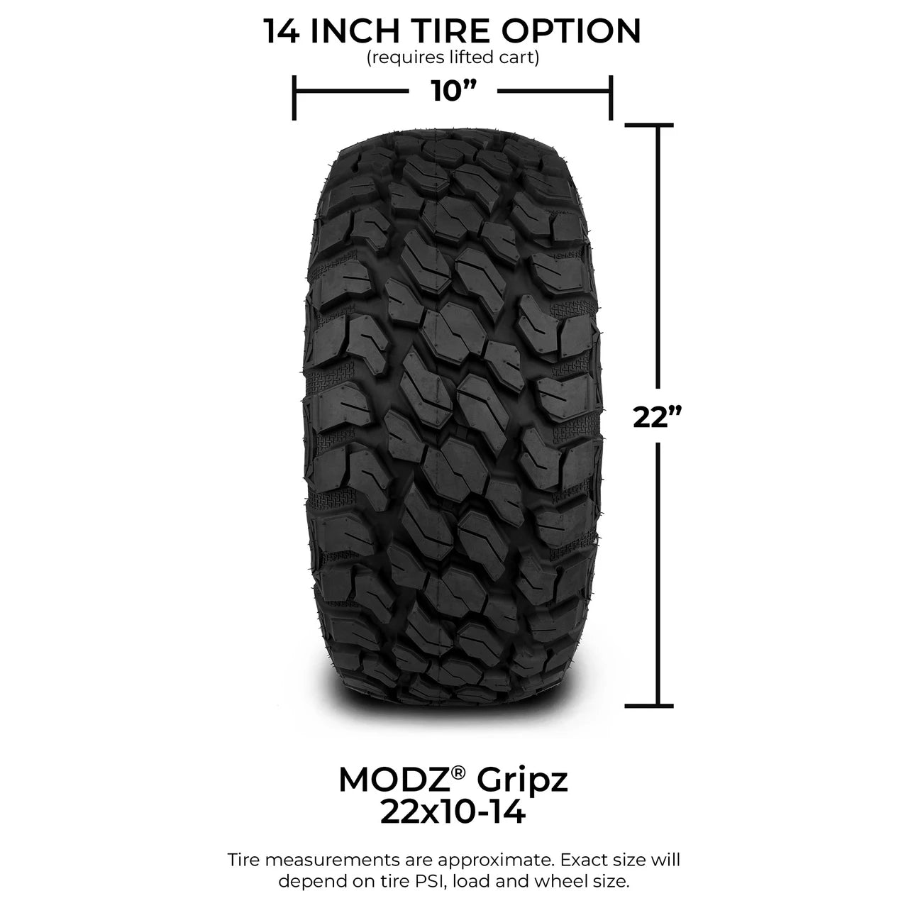 MODZ® 14" Vortex Glossy Black Wheels & Off-Road Tires Combo