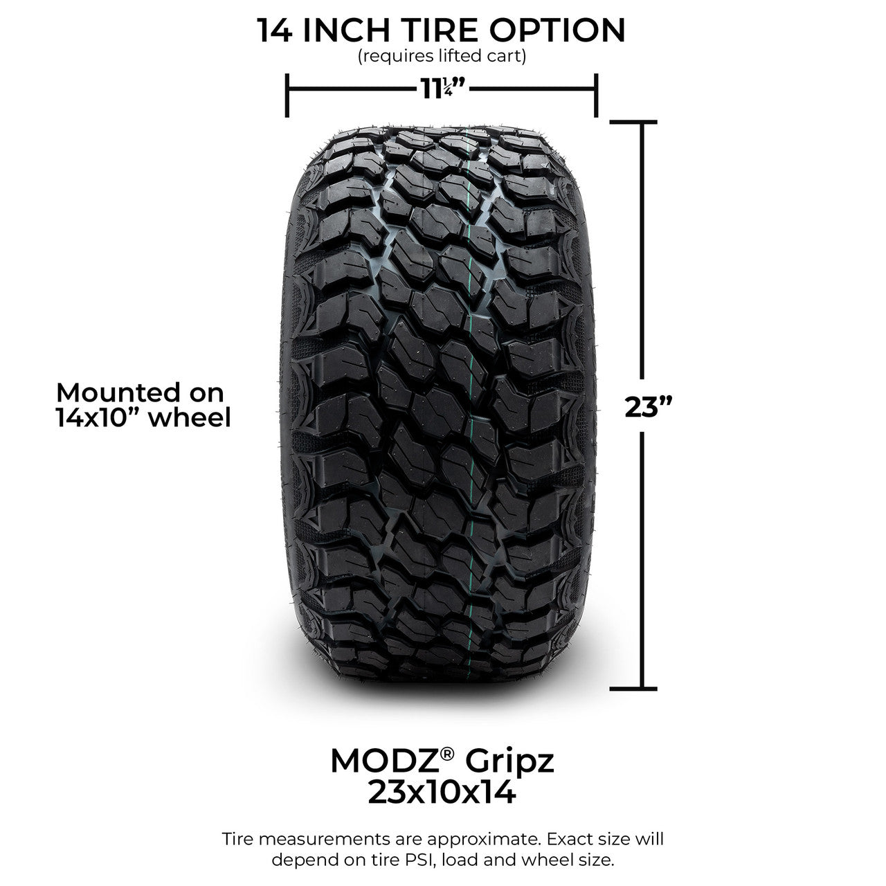 MODZ® 14" Assassin Glossy Black with Ball Mill Wheels & Off-Road Tires Combo