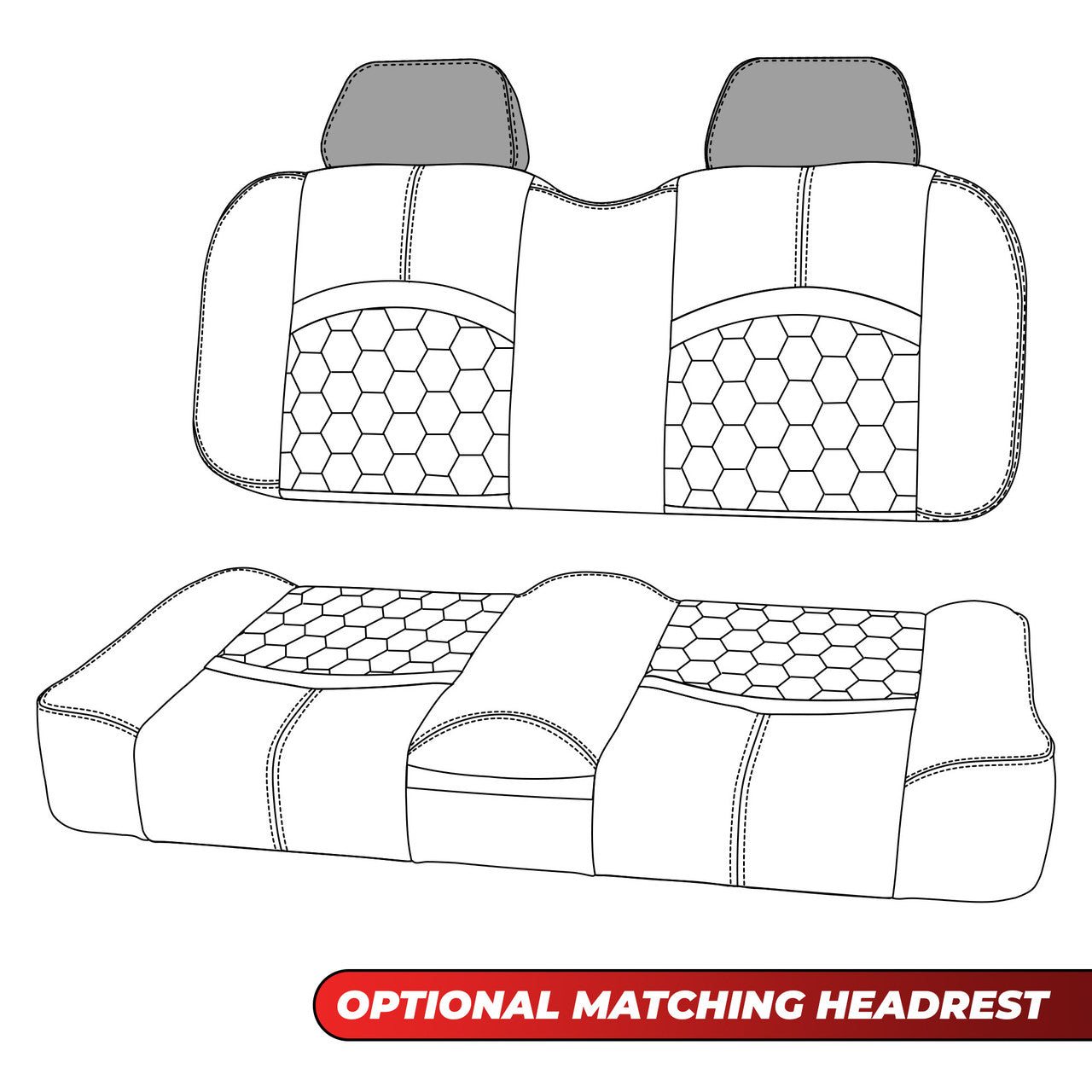 MODZ® FS1 TOP STITCH FRONT SEAT FOR CLUB CAR, EZGO, ICON/EV1 & YAMAHA - CUSTOM