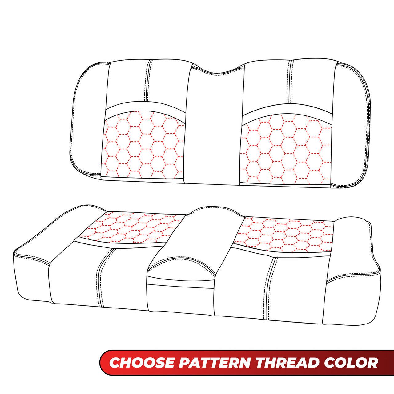 MODZ® FS1 TOP STITCH FRONT SEAT FOR CLUB CAR, EZGO, ICON/EV1 & YAMAHA - CUSTOM