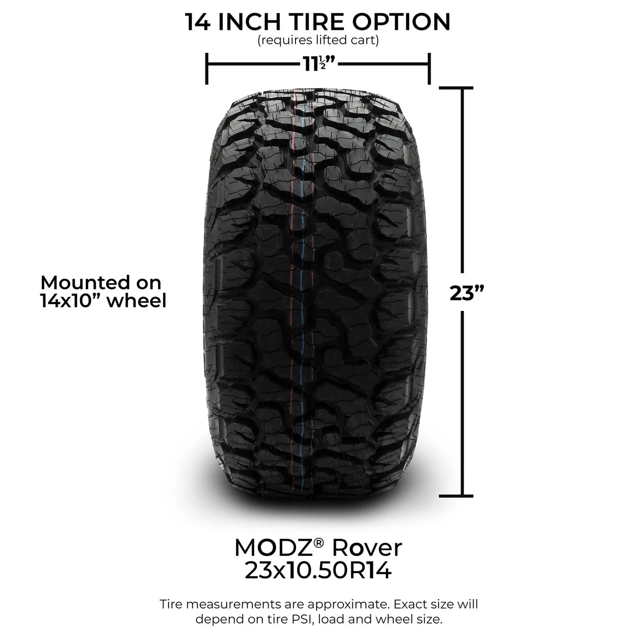 MODZ® 14" Assassin Glossy Black with Ball Mill Wheels & Off-Road Tires Combo