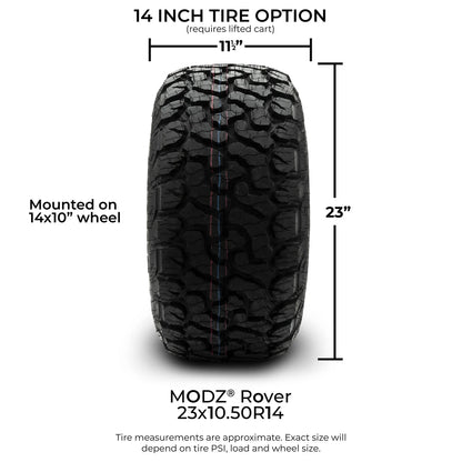 MODZ® 14" Assassin Glossy Black with Ball Mill Wheels & Off-Road Tires Combo