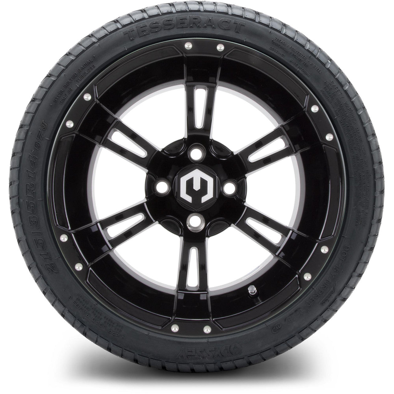 MODZ® 14" Ambush Glossy Black Wheels & Street Tires Combo