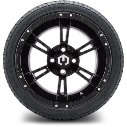MODZ® 14" Ambush Glossy Black Wheels & Street Tires Combo