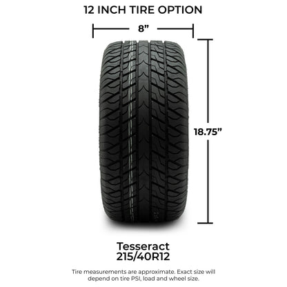 MODZ® 12" Vortex Glossy Black Wheels & Street Tires Combo