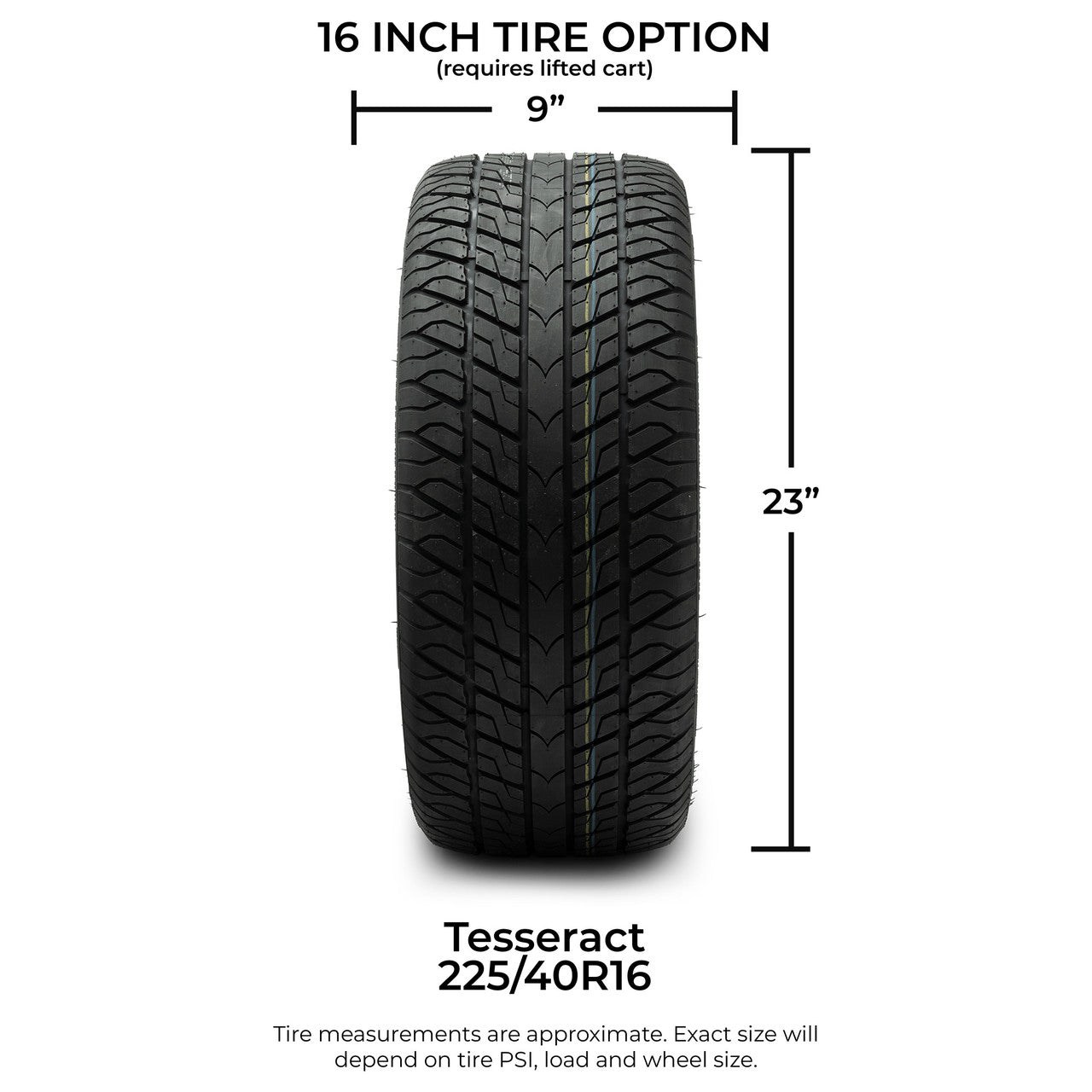 Odyssey Tesseract Steel-Belted Street Golf Cart Tire 225/40-16