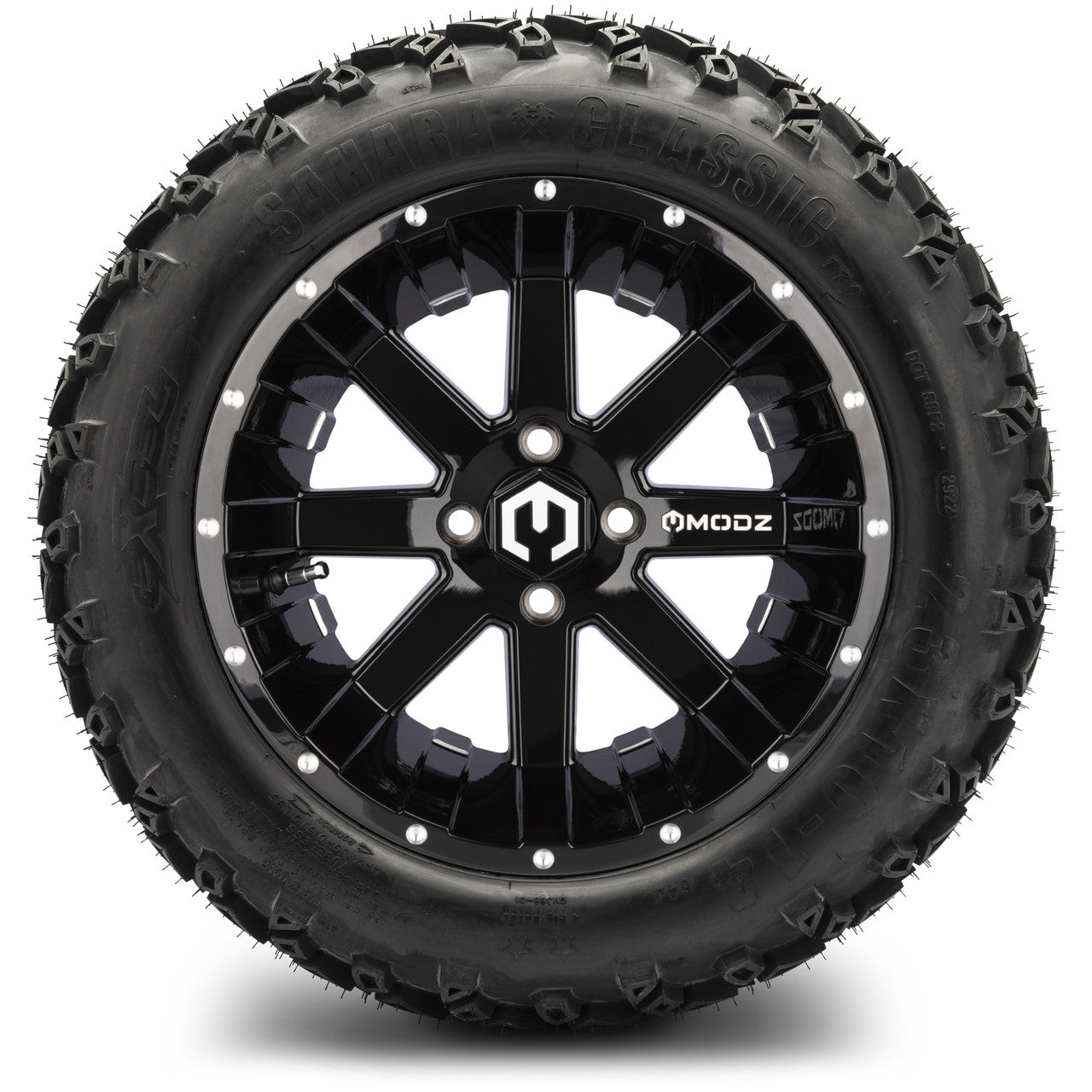 MODZ® 14" Assault Glossy Black with Ball Mill Wheels & Off-Road Tires Combo