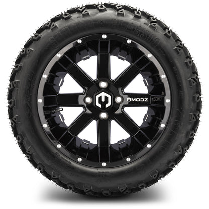 MODZ® 14" Assault Glossy Black with Ball Mill Wheels & Off-Road Tires Combo
