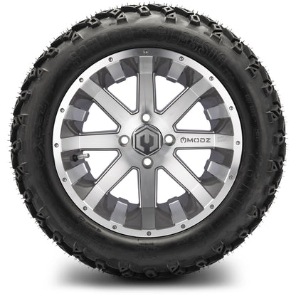 MODZ® 14" Assault Machined Gunmetal Wheels & Off-Road Tires Combo