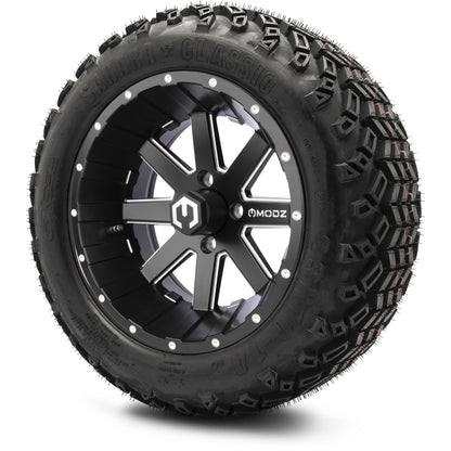 MODZ® 14" Assault Matte Black with Ball Mill Wheels & Off-Road Tires Combo