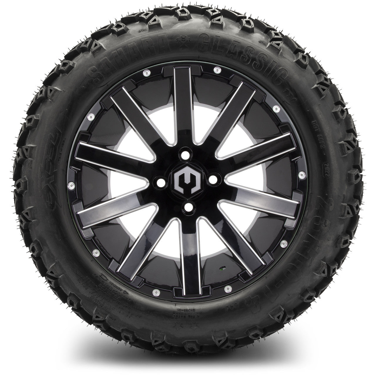 MODZ® 14" Mauler Glossy Black with Ball Mill Wheels & Off-Road Tires Combo