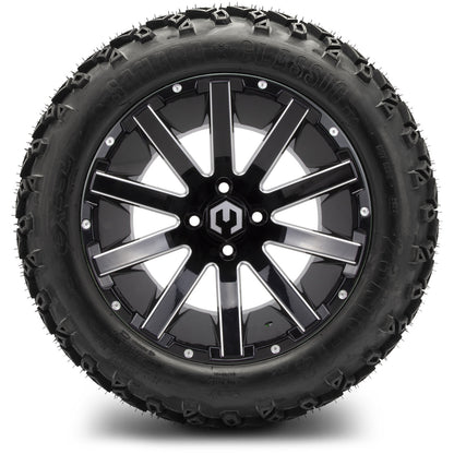MODZ® 14" Mauler Glossy Black with Ball Mill Wheels & Off-Road Tires Combo