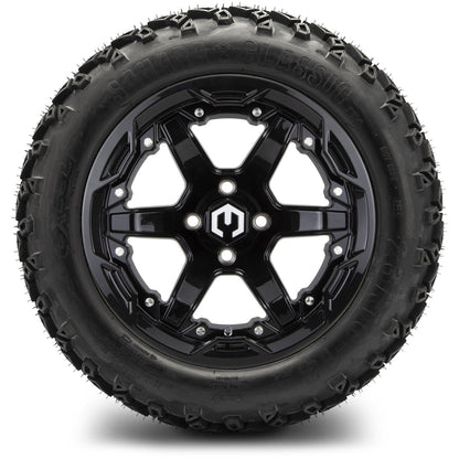 MODZ® 14" Gladiator Glossy Black Wheels and Off-Road Tires Combo