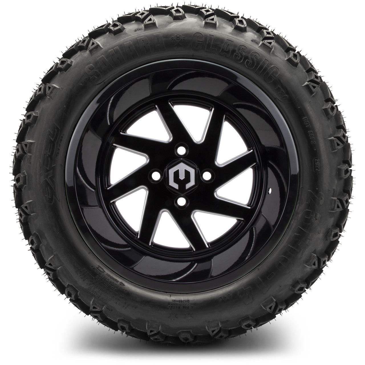 MODZ® 14" Fury Glossy Black with Ball Mill Wheels & Off-Road Tires Combo