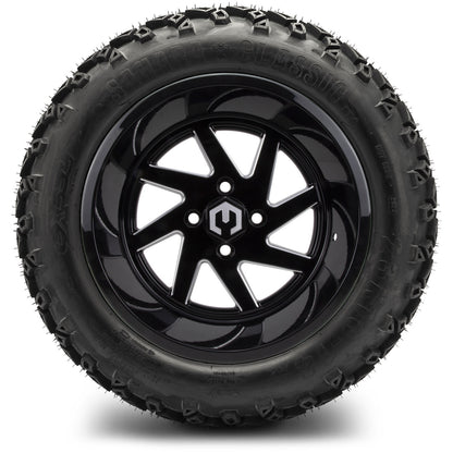 MODZ® 14" Fury Glossy Black with Ball Mill Wheels & Off-Road Tires Combo
