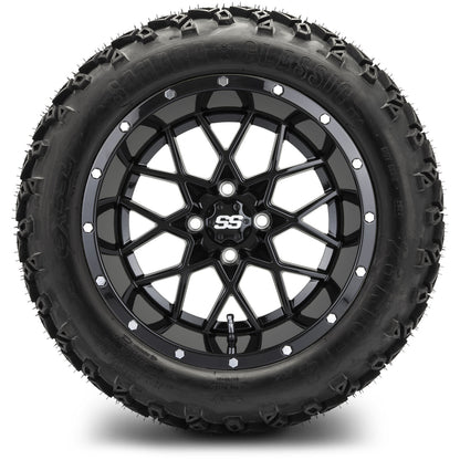 MODZ® 14" Vortex Glossy Black Wheels & Off-Road Tires Combo