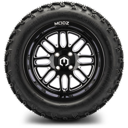 MODZ® 14" Mayhem Glossy Black with Ball Mill Wheels & Off-Road Tires Combo