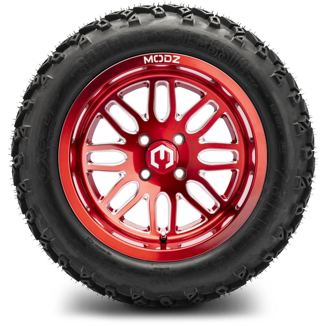MODZ® 14" Mayhem Brushed Red with Ball Mill Wheels & Off-Road Tires Combo