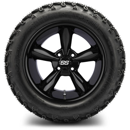 MODZ® 14" Godfather Glossy Black Wheels & Off-Road Tires Combo