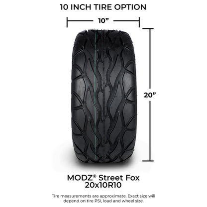 MODZ® 10" Vampire Glossy Black Wheels & Street Tires Combo