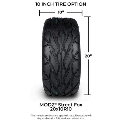 MODZ® 10" Matrix Glossy Black Wheels & Street Tires Combo