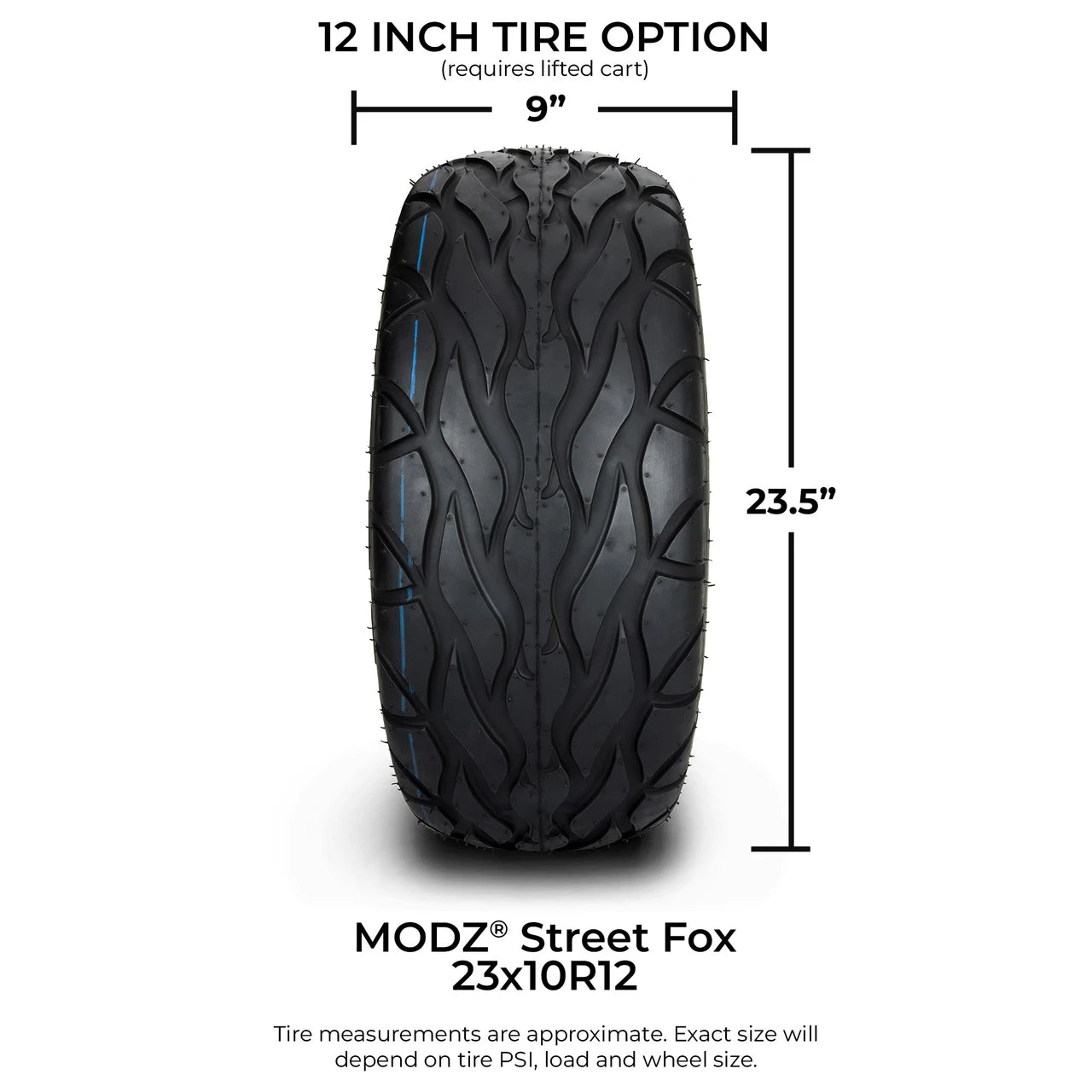 MODZ® 12" Vortex Glossy Black Wheels & Street Tires Combo