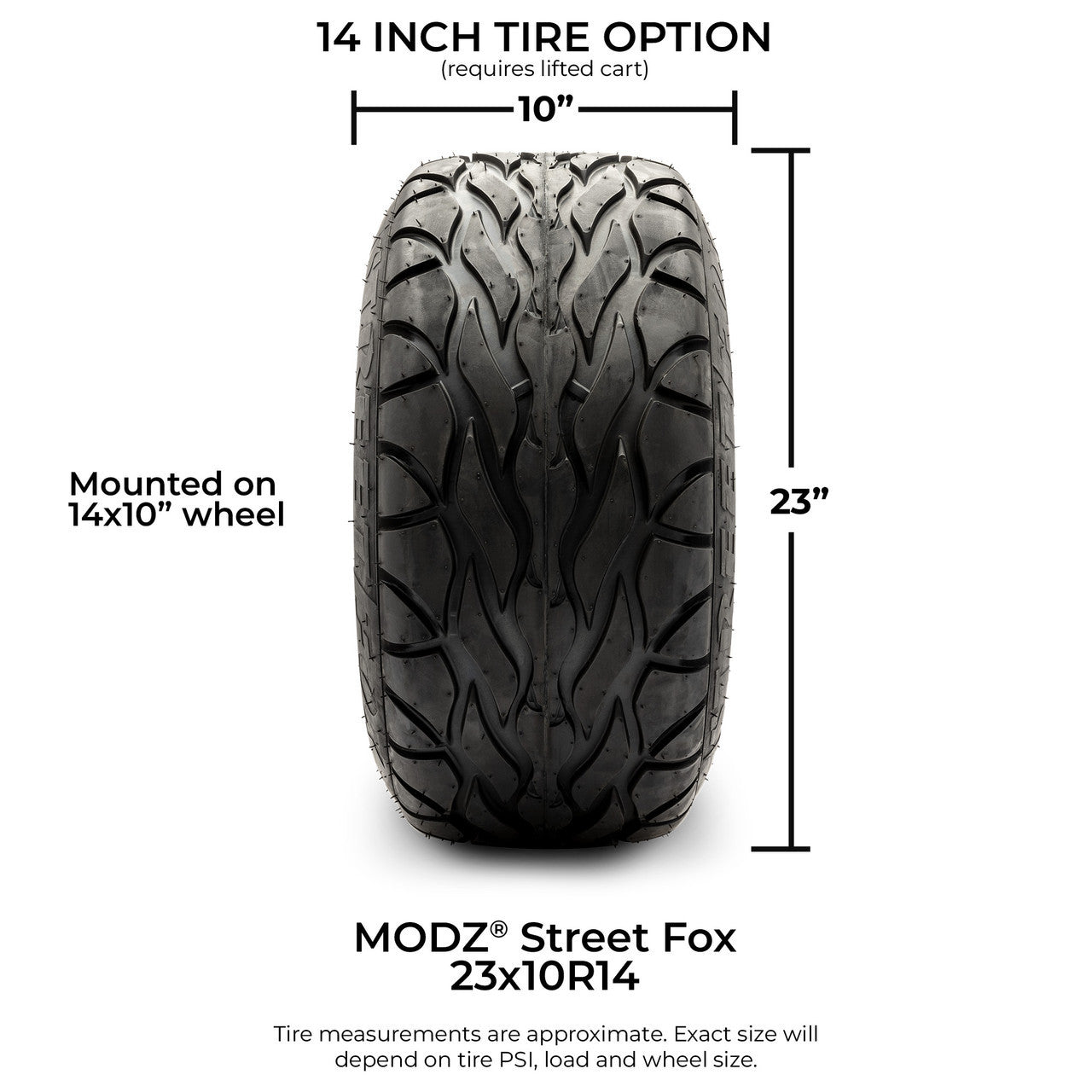 MODZ® 14" Assassin Glossy Black Wheels & Street Tires Combo