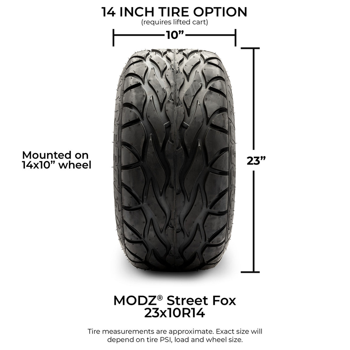 MODZ® 14" Maverick Machined Black Wheels & Street Tires Combo