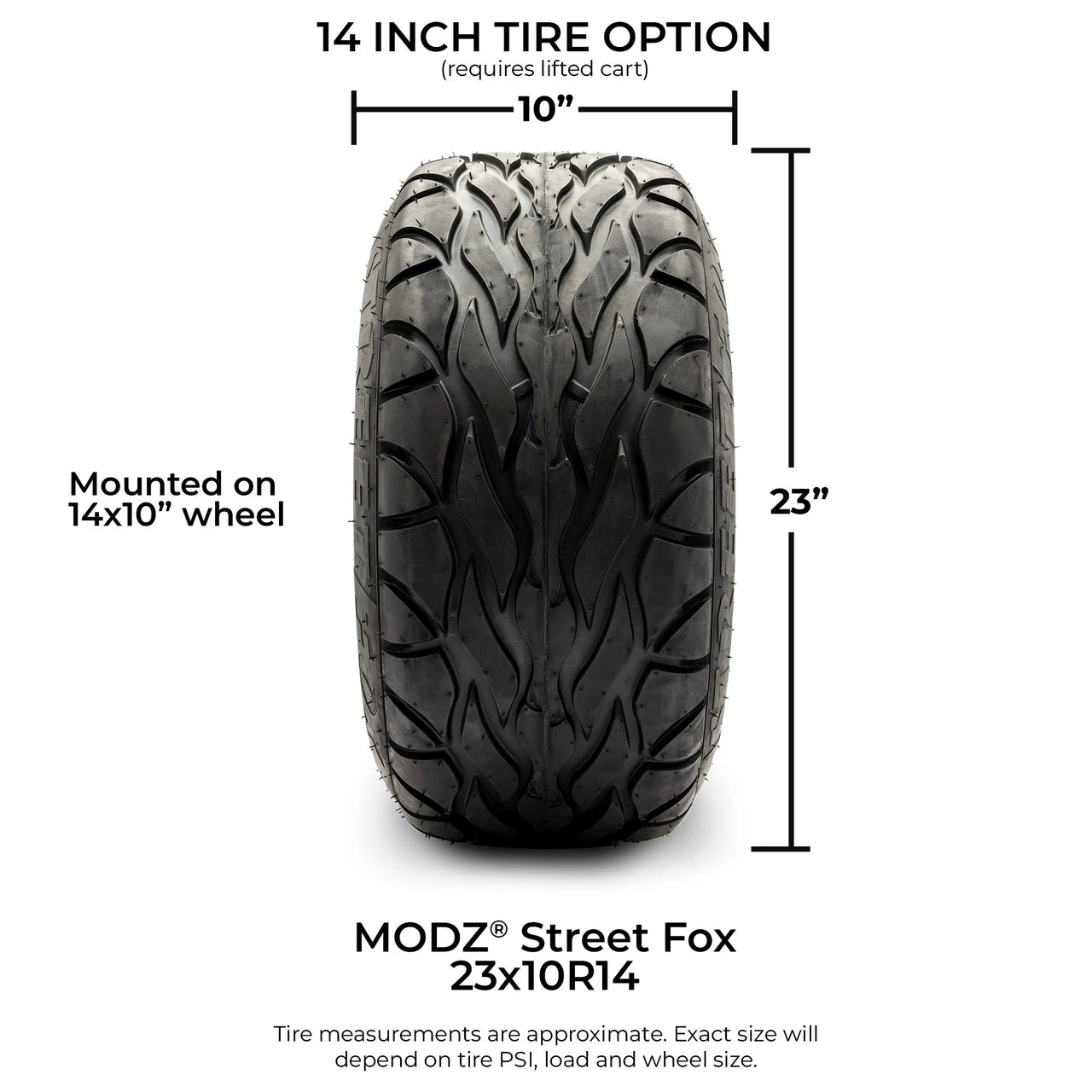 MODZ® 14" Assassin Glossy Black with Ball Mill Wheels & Street Tires Combo