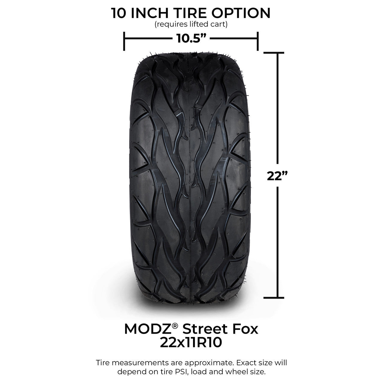 MODZ® 10" Steel D-Window Glossy Black Wheels & Street Tires Combo