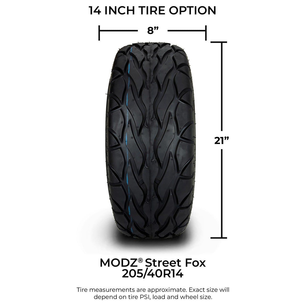 MODZ® 14" Formula Blue and Black Wheels & Street Tires Combo
