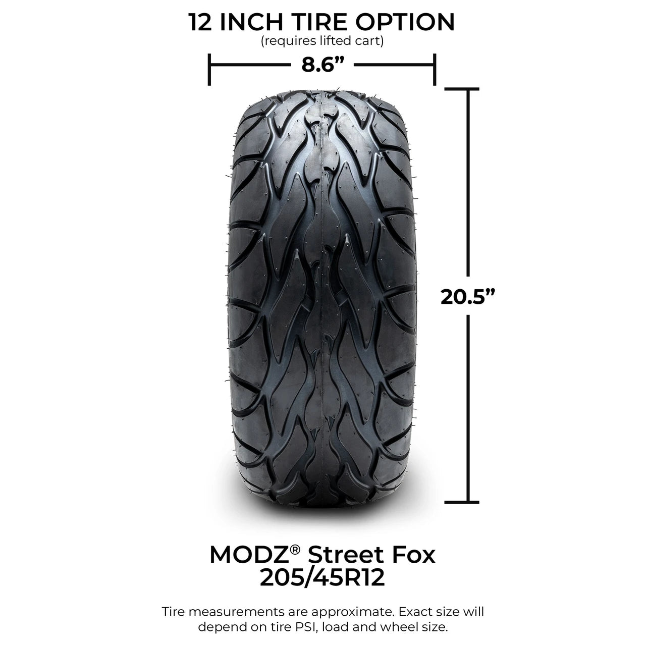MODZ® 12" Galaxy Glossy Black Wheels & Street Tires Combo