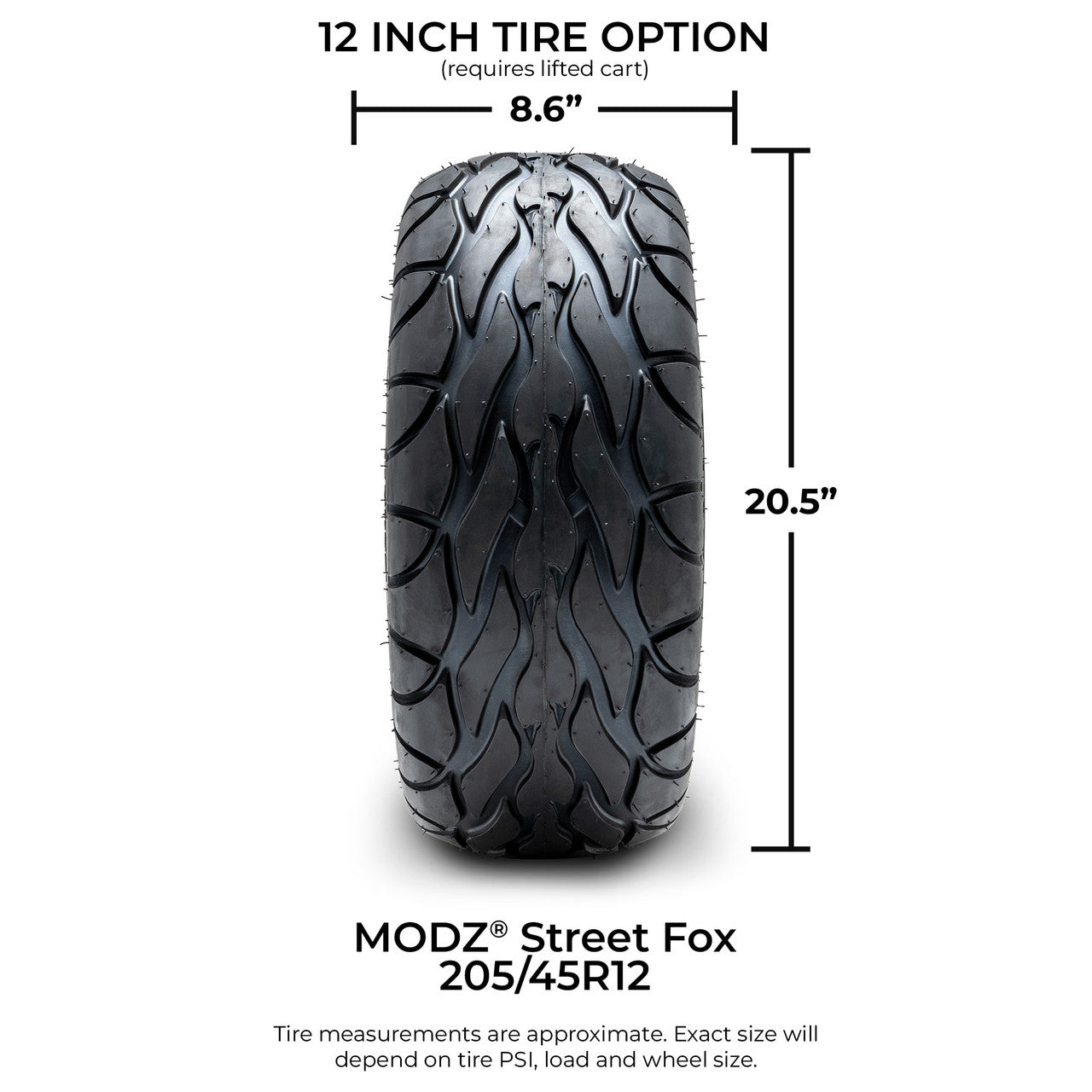 MODZ® 12" Vampire Glossy Black Wheels & Street Tires Combo