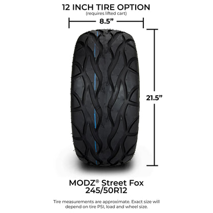 MODZ® 12" Galaxy Glossy Black Wheels & Street Tires Combo