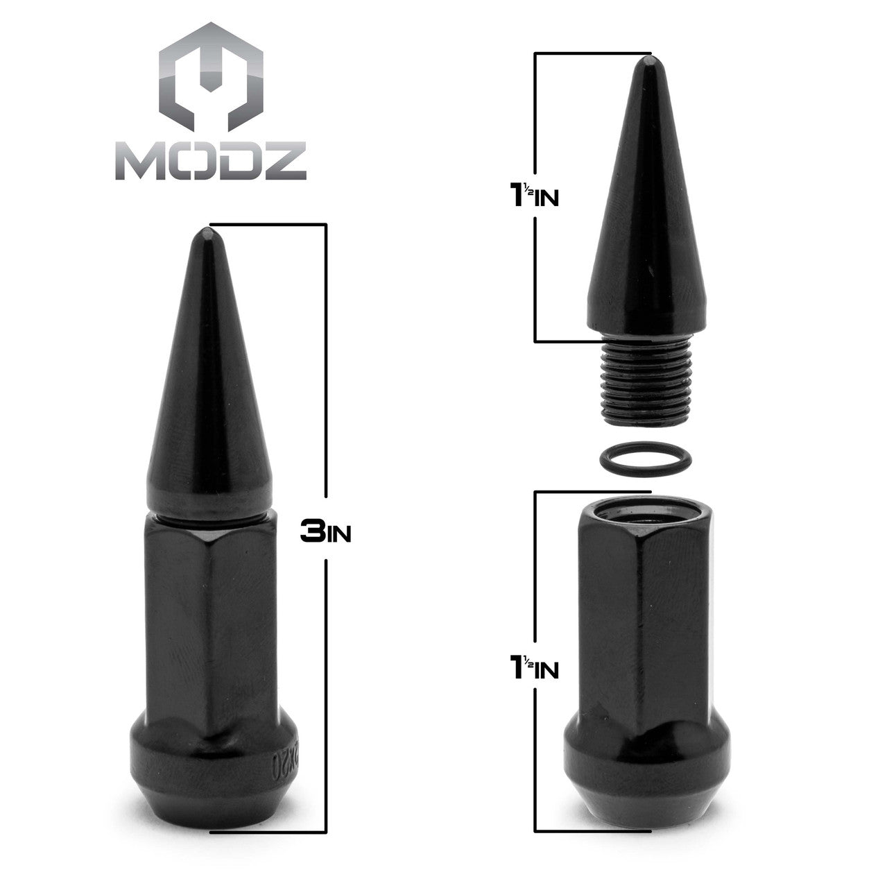 MODZ® Spiked Black Lug Nuts - Pack of 16