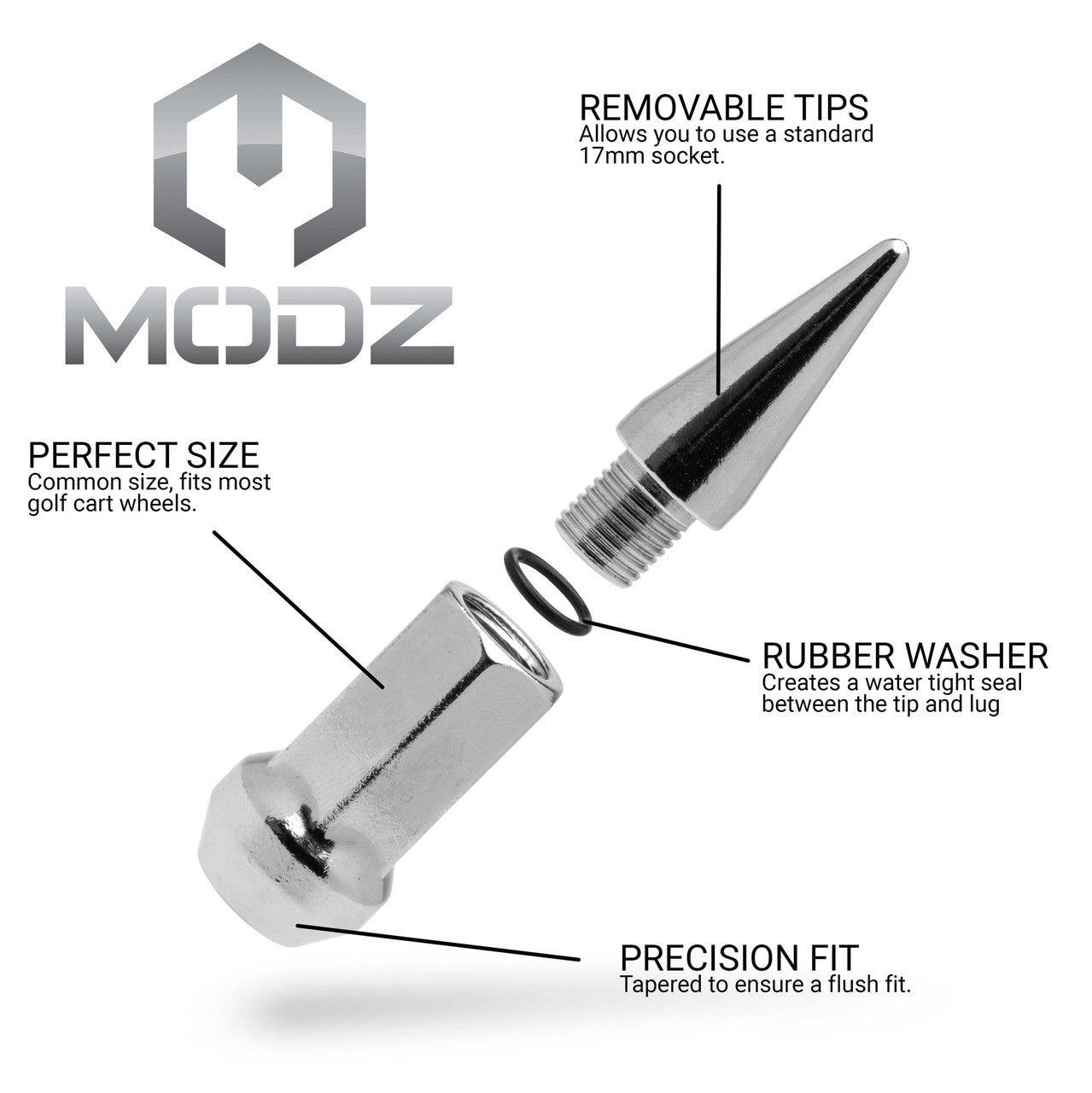 MODZ® Spiked Chrome Lug Nuts - Pack of 16