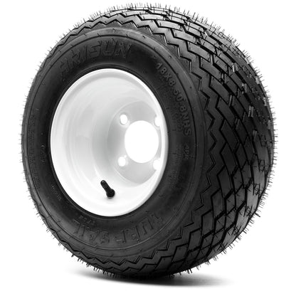 Arisun Turf Sail 18x8.5-8 Steel Wheel Glossy White & Tire Combo - Set of 4