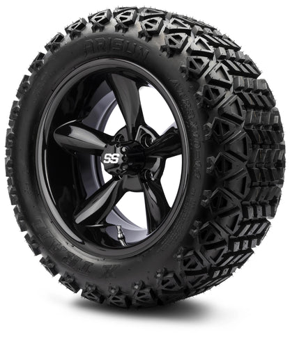 MODZ® 14" Godfather Glossy Black Wheels & Off-Road Tires Combo