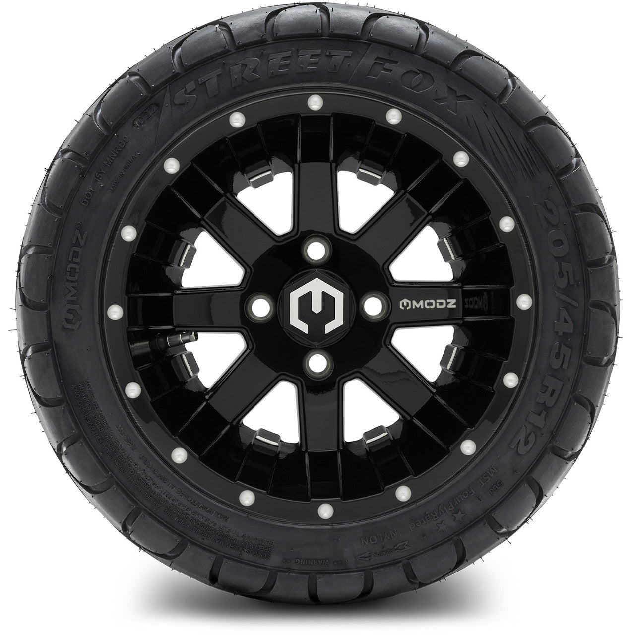 MODZ® 12" Assault Glossy Black with Ball Mill Wheels & Street Tires Combo