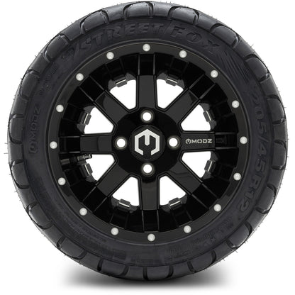 MODZ® 12" Assault Glossy Black with Ball Mill Wheels & Street Tires Combo