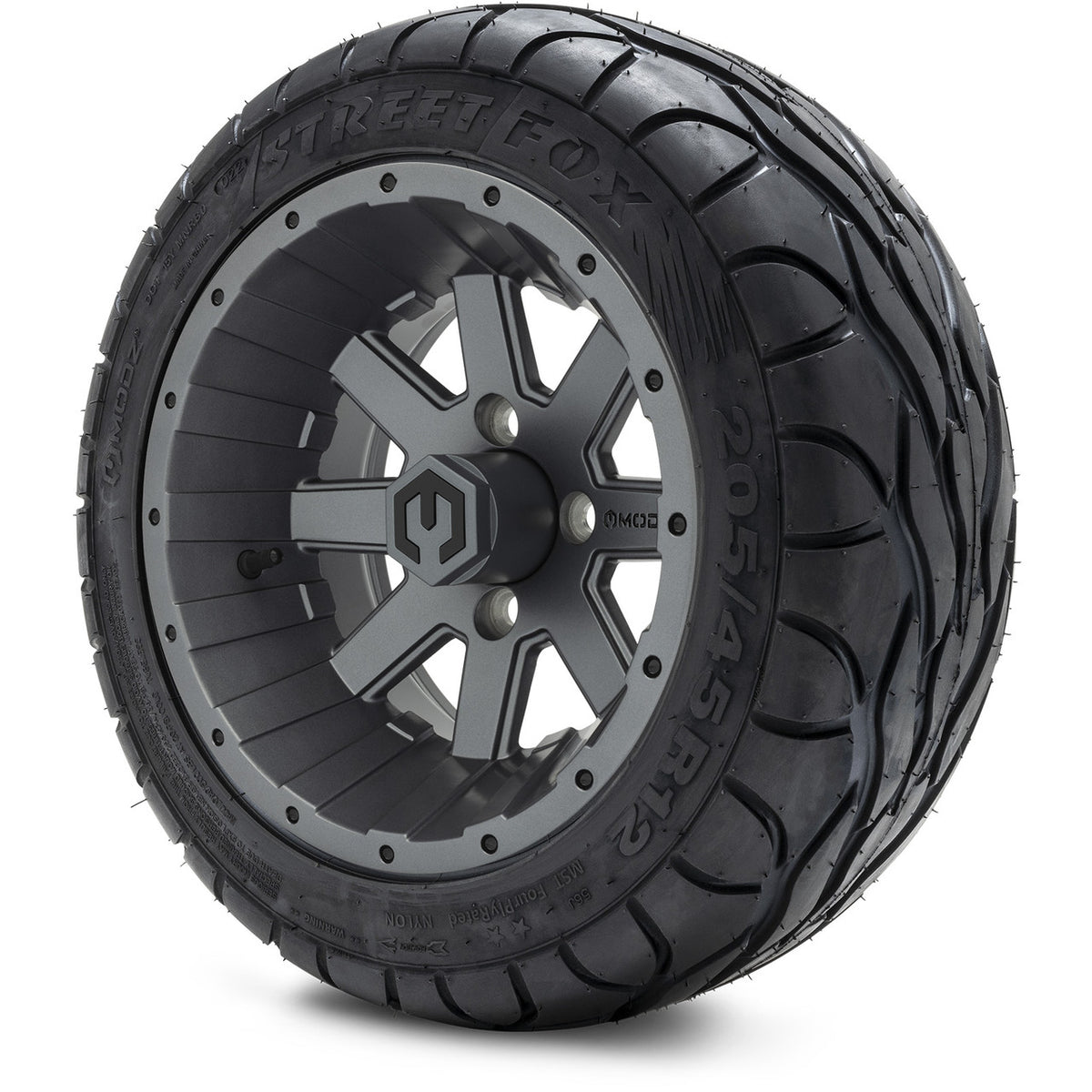MODZ® 12" Assault Matte Gunmetal Wheels & Street Tires Combo