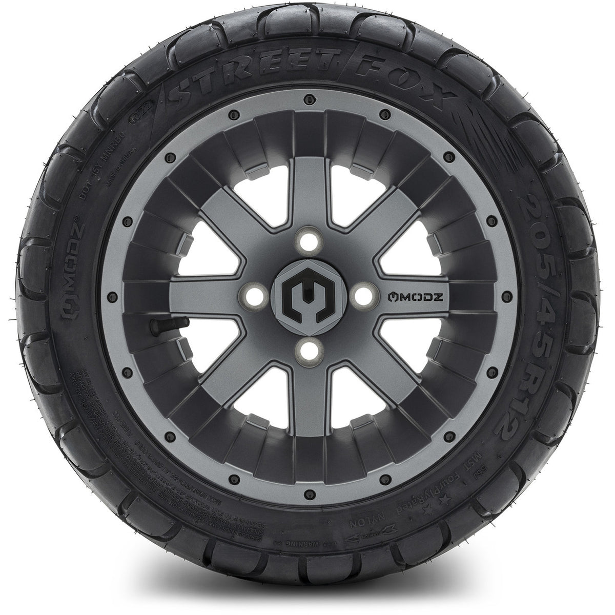 MODZ® 12" Assault Matte Gunmetal Wheels & Street Tires Combo