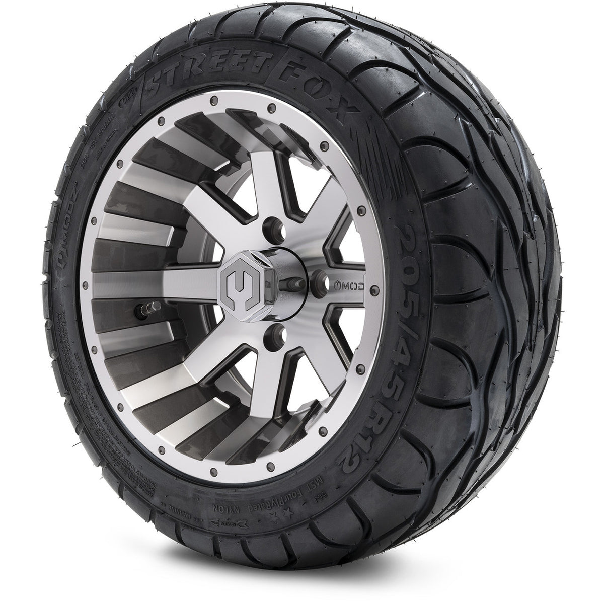 MODZ® 12" Assault Machined Gunmetal Wheels & Street Tires Combo