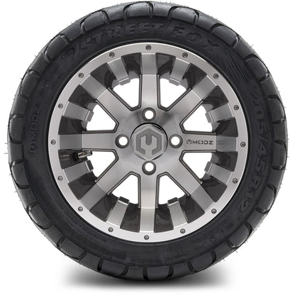 MODZ® 12" Assault Machined Gunmetal Wheels & Street Tires Combo